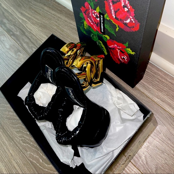 Dolce u0026 Gabbana | Shoes | Dolce Gabbana Quilted Nylon Dg Heel Slide Sandals  | Poshmark